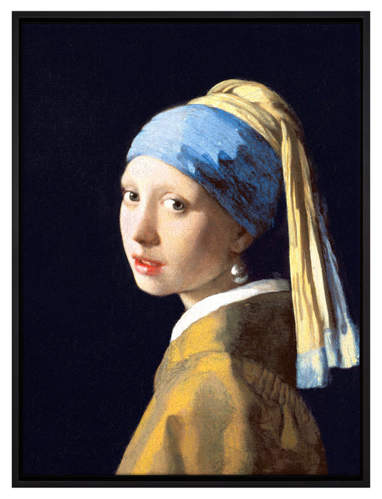 Johannes Vermeer - Mädchen mit dem Perlenohrring  auf Leinwandbild gerahmt Größe 80x60