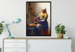 Johannes Vermeer - Das Milchmädchen auf Leinwandbild gerahmt verschiedene Größen im Wohnzimmer