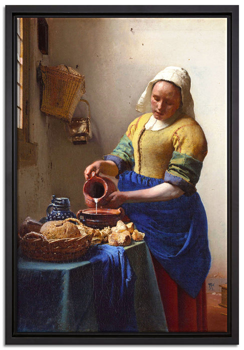 Johannes Vermeer - Das Milchmädchen  auf Leinwandbild gerahmt Größe 60x40