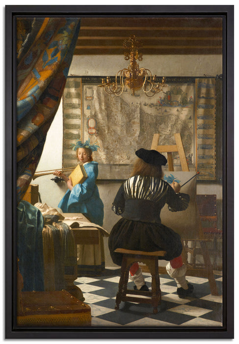 Johannes Vermeer - Die Allegorie der Malerei  auf Leinwandbild gerahmt Größe 60x40