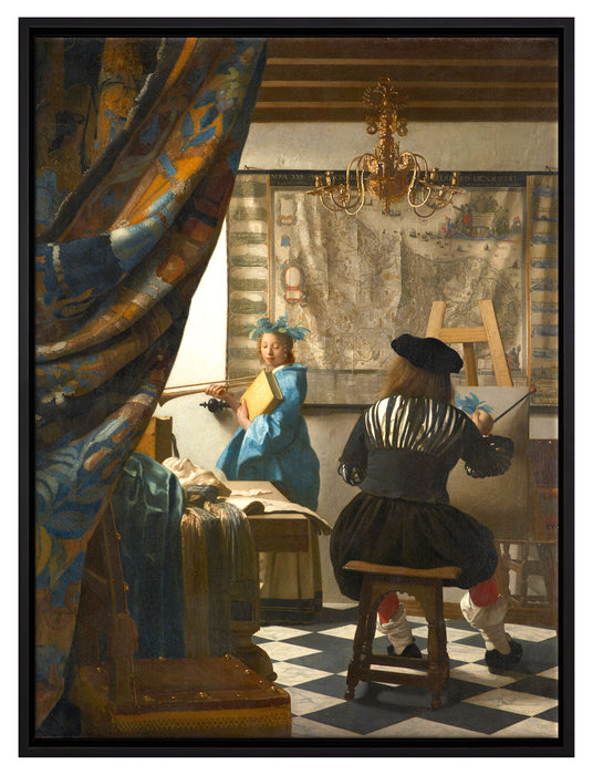 Johannes Vermeer - Die Allegorie der Malerei  auf Leinwandbild gerahmt Größe 80x60