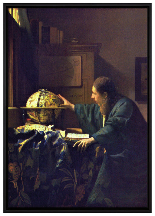 Johannes Vermeer - Der Astronom auf Leinwandbild gerahmt Größe 100x70