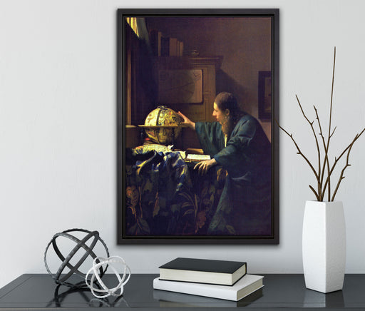 Johannes Vermeer - Der Astronom auf Leinwandbild gerahmt mit Kirschblüten