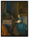 Johannes Vermeer - Sitzende Virginal Spielerin  auf Leinwandbild gerahmt Größe 80x60