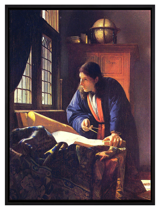 Johannes Vermeer - Der Geograph  auf Leinwandbild gerahmt Größe 80x60