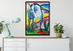 Franz Marc - Blaues Pferd auf Leinwandbild gerahmt verschiedene Größen im Wohnzimmer