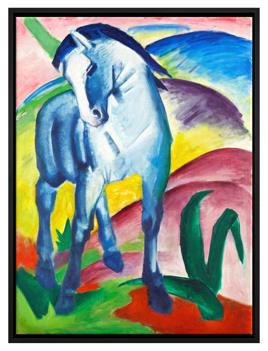 Franz Marc - Blaues Pferd  auf Leinwandbild gerahmt Größe 80x60