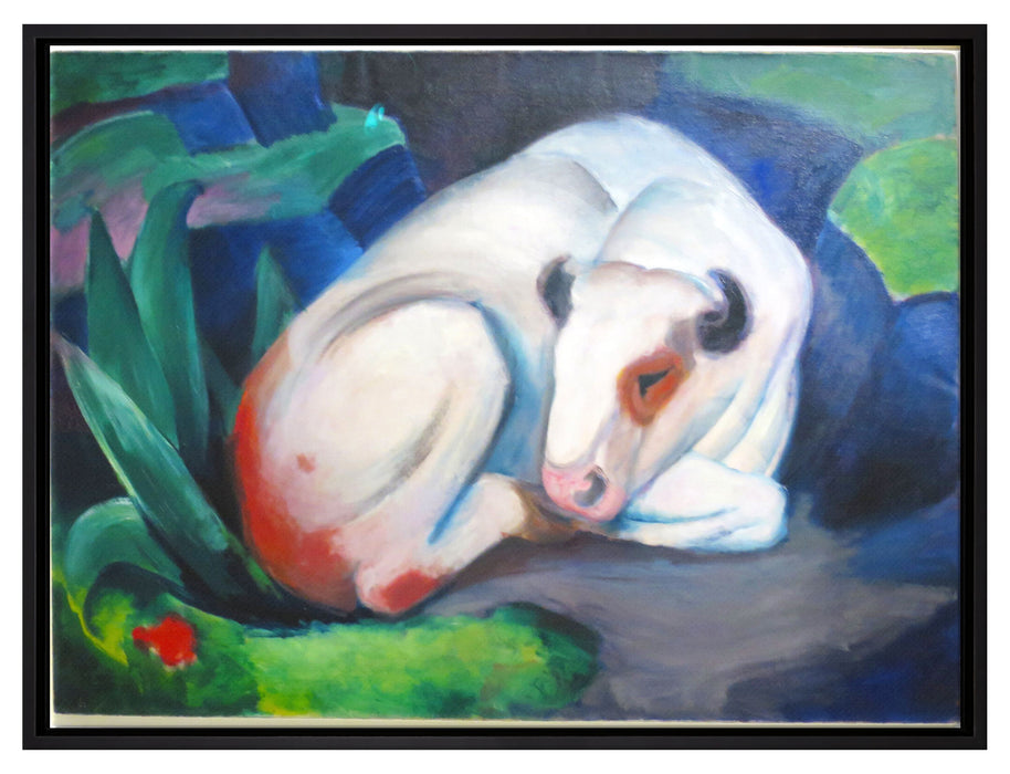 Franz Marc - Der Stier  auf Leinwandbild gerahmt Größe 80x60