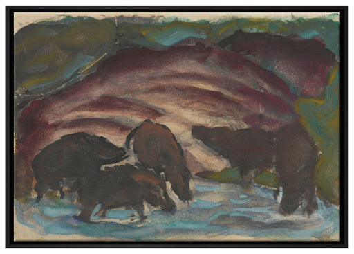 Franz Marc - Wildschweine am Wasser auf Leinwandbild gerahmt Größe 100x70