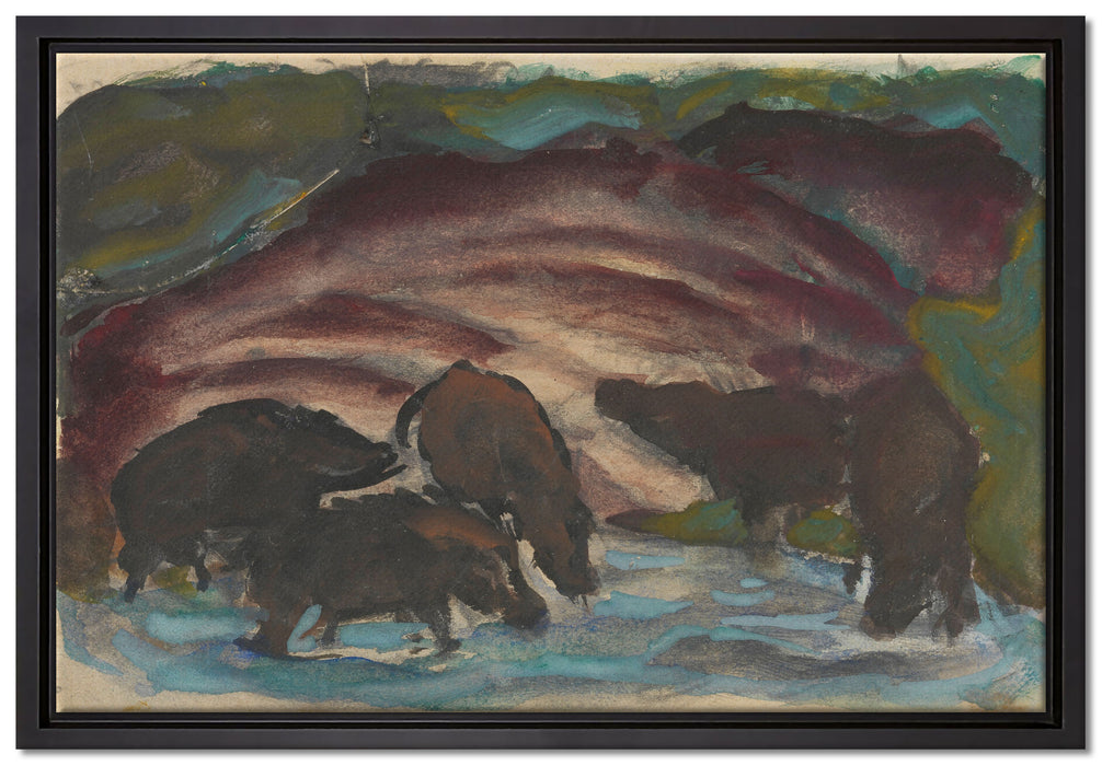 Franz Marc - Wildschweine am Wasser  auf Leinwandbild gerahmt Größe 60x40