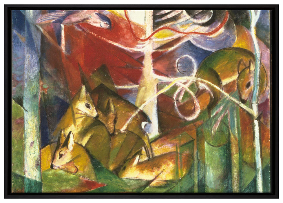 Franz Marc - Rehe im Wald I auf Leinwandbild gerahmt Größe 100x70