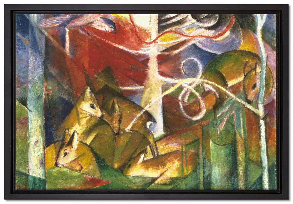 Franz Marc - Rehe im Wald I  auf Leinwandbild gerahmt Größe 60x40