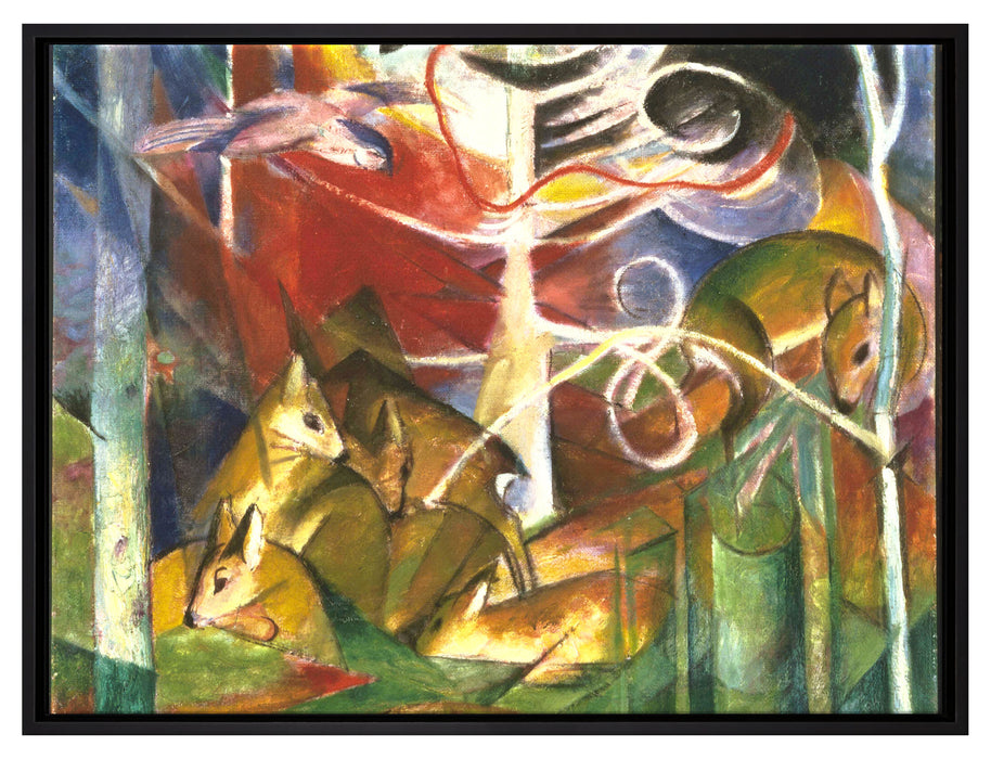 Franz Marc - Rehe im Wald I  auf Leinwandbild gerahmt Größe 80x60