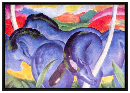 Franz Marc - Die großen blauen Pferde auf Leinwandbild gerahmt Größe 100x70