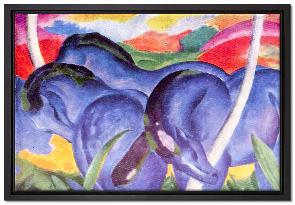 Franz Marc - Die großen blauen Pferde  auf Leinwandbild gerahmt Größe 60x40