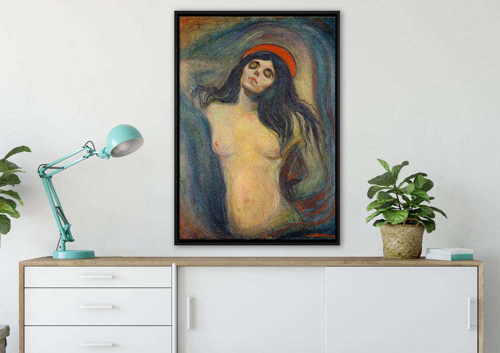 Edvard Munch - Madonna auf Leinwandbild gerahmt verschiedene Größen im Wohnzimmer