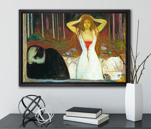 Edvard Munch - Asche auf Leinwandbild gerahmt mit Kirschblüten