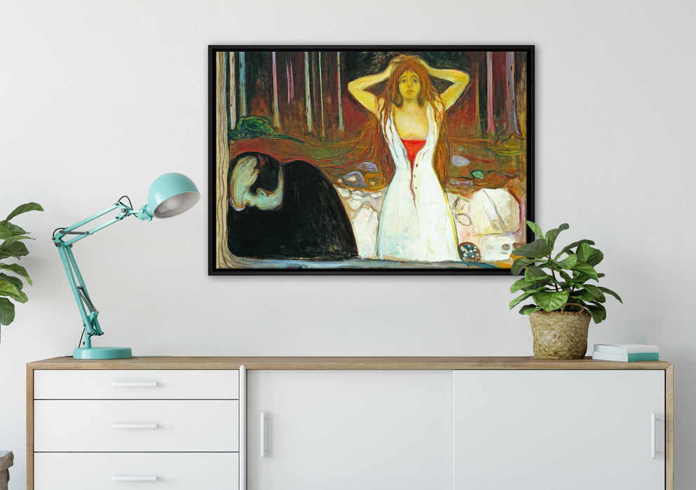 Edvard Munch - Asche auf Leinwandbild gerahmt verschiedene Größen im Wohnzimmer
