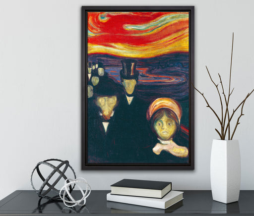 Edvard Munch - Angst auf Leinwandbild gerahmt mit Kirschblüten