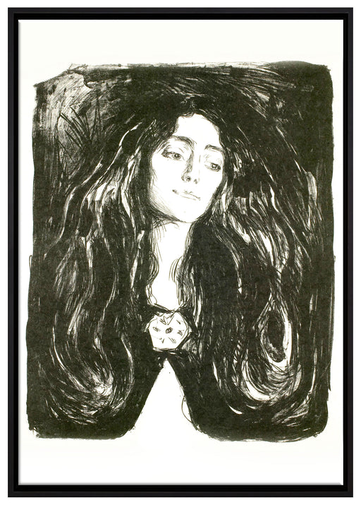 Edvard Munch - Die Brosche - Eva Mudocci auf Leinwandbild gerahmt Größe 100x70