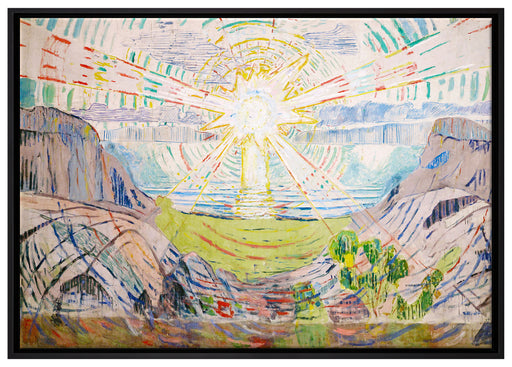Edvard Munch - Die Sonne auf Leinwandbild gerahmt Größe 100x70