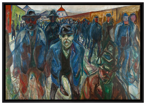Edvard Munch - Arbeiter auf dem Heimweg auf Leinwandbild gerahmt Größe 100x70