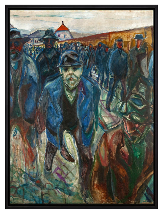 Edvard Munch - Arbeiter auf dem Heimweg  auf Leinwandbild gerahmt Größe 80x60