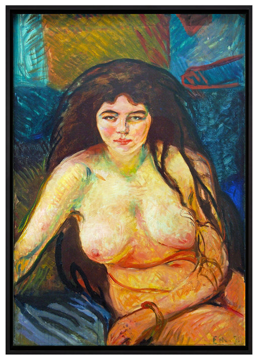 Edvard Munch - Sitzende Nackte auf Leinwandbild gerahmt Größe 100x70