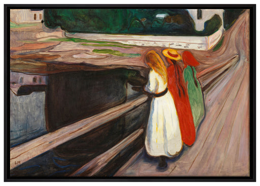 Edvard Munch - Mädchen auf der Brücke auf Leinwandbild gerahmt Größe 100x70