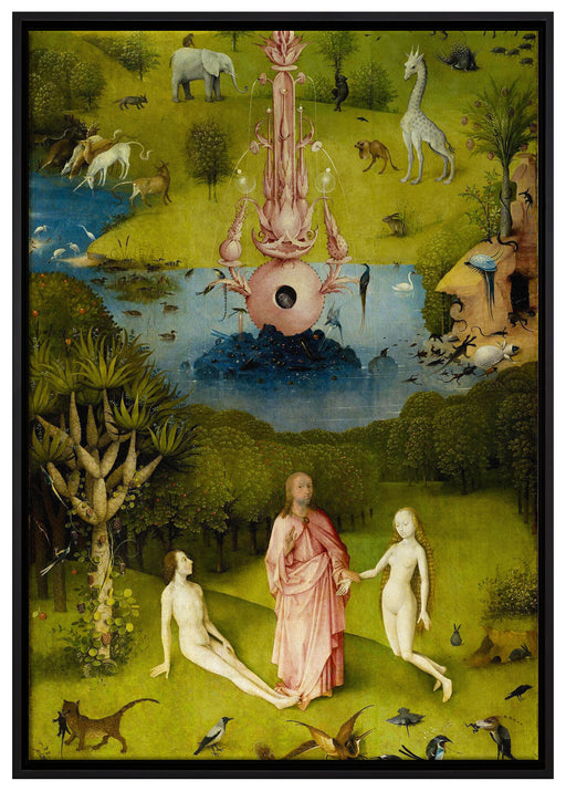 Hieronymus Bosch - Der Garten der Lüste I auf Leinwandbild gerahmt Größe 100x70