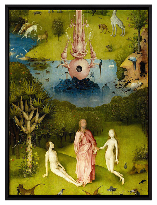 Hieronymus Bosch - Der Garten der Lüste I  auf Leinwandbild gerahmt Größe 80x60