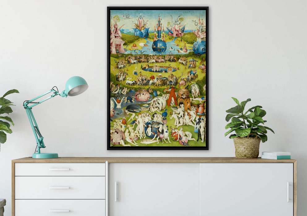 Hieronymus Bosch - Der Garten der Lüste IV auf Leinwandbild gerahmt verschiedene Größen im Wohnzimmer