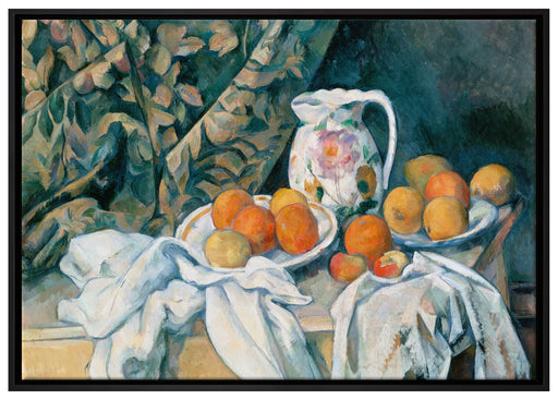 Paul Cézanne  - Stillleben mit Gardine auf Leinwandbild gerahmt Größe 100x70