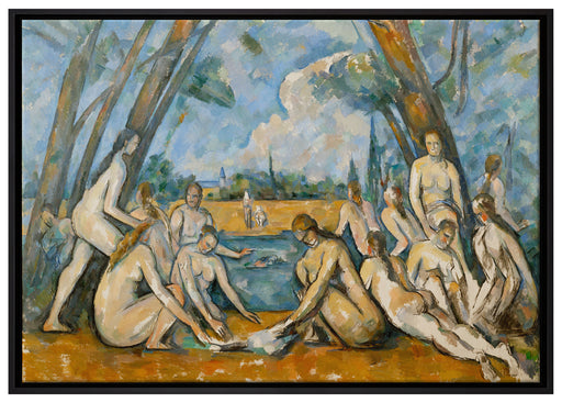Paul Cézanne  - Die großen Badenden auf Leinwandbild gerahmt Größe 100x70