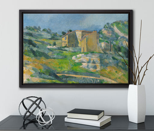 Paul Cézanne  - Das Riaux-Tal nahe l'Estaque auf Leinwandbild gerahmt mit Kirschblüten