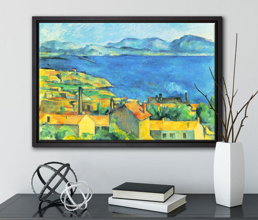 Paul Cézanne  - Die Bucht von Marseilles Blick von L' auf Leinwandbild gerahmt mit Kirschblüten