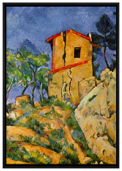 Paul Cézanne  - Das Haus mit geborstenen Wänden auf Leinwandbild gerahmt Größe 100x70
