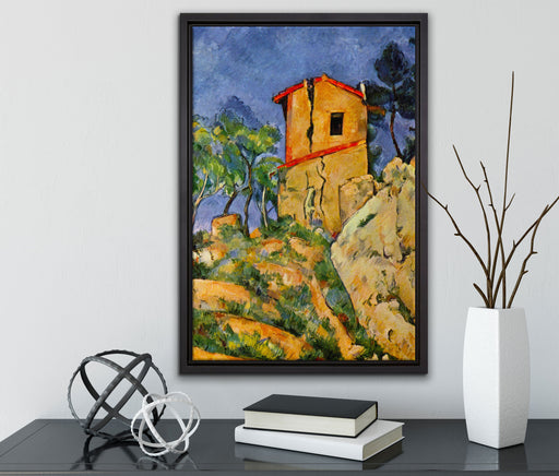 Paul Cézanne  - Das Haus mit geborstenen Wänden auf Leinwandbild gerahmt mit Kirschblüten