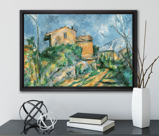 Paul Cézanne  - Das Haus Maria am Weg zum Château Noir auf Leinwandbild gerahmt mit Kirschblüten
