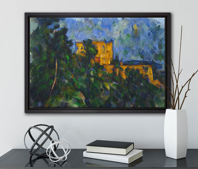 Paul Cézanne  - Château Noir auf Leinwandbild gerahmt mit Kirschblüten