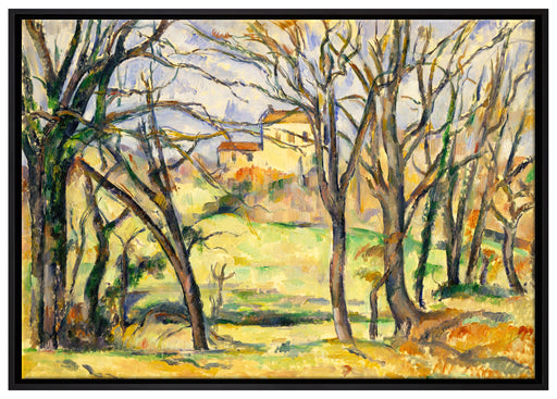 Paul Cézanne  - Bäume und Häuser nahe des Jas de Bouff auf Leinwandbild gerahmt Größe 100x70