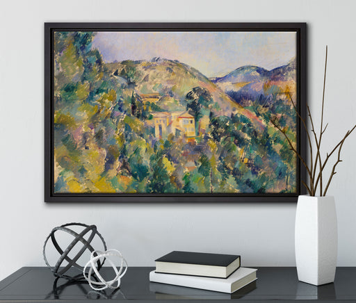 Paul Cézanne  - Blick aus das Domaine Saint auf Leinwandbild gerahmt mit Kirschblüten