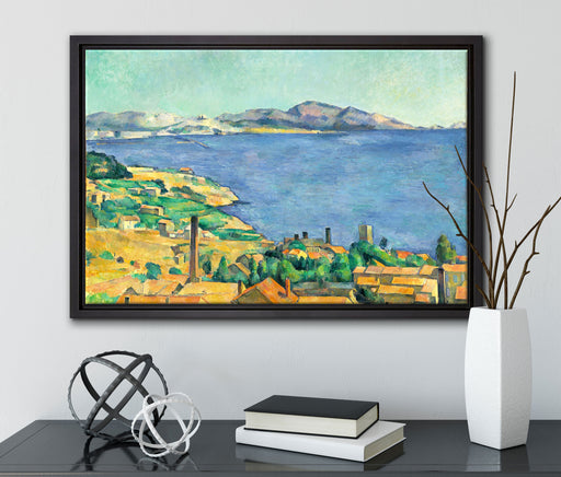 Paul Cézanne  - Der Golf von Marseilles auf Leinwandbild gerahmt mit Kirschblüten