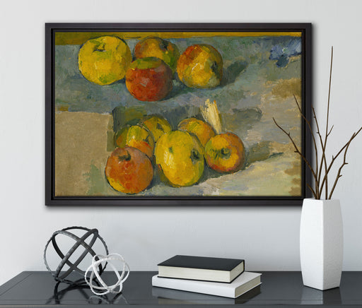 Paul Cézanne  - Äpfel auf Leinwandbild gerahmt mit Kirschblüten