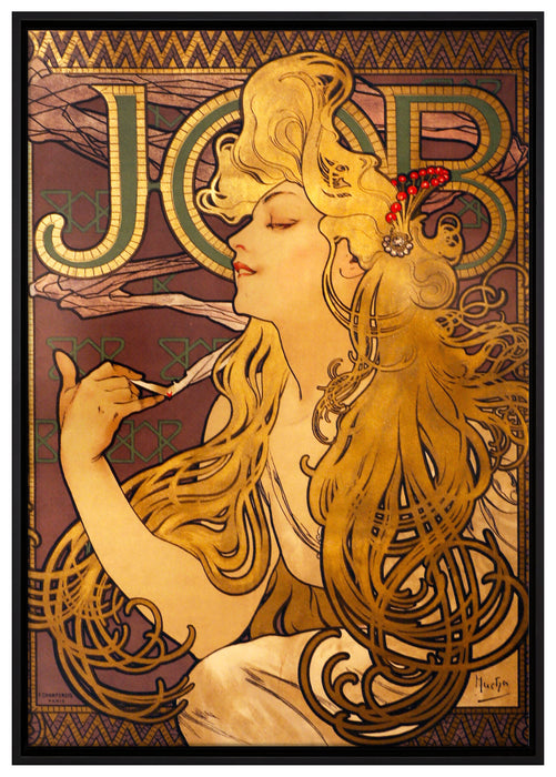 Alfons Mucha - Job Cigarettes auf Leinwandbild gerahmt Größe 100x70