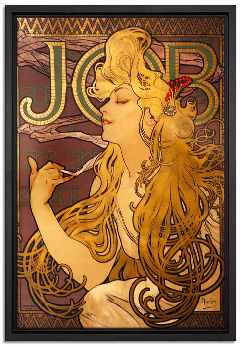 Alfons Mucha - Job Cigarettes  auf Leinwandbild gerahmt Größe 60x40