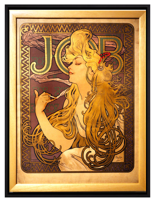 Alfons Mucha - Job Cigarettes  auf Leinwandbild gerahmt Größe 80x60