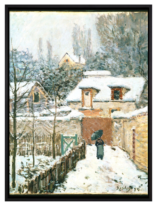 Alfred Sisley - Schnee in Louveciennes  auf Leinwandbild gerahmt Größe 80x60