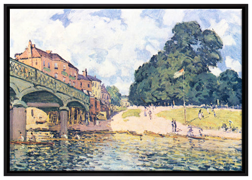 Alfred Sisley - Bridge At Hampton Court auf Leinwandbild gerahmt Größe 100x70