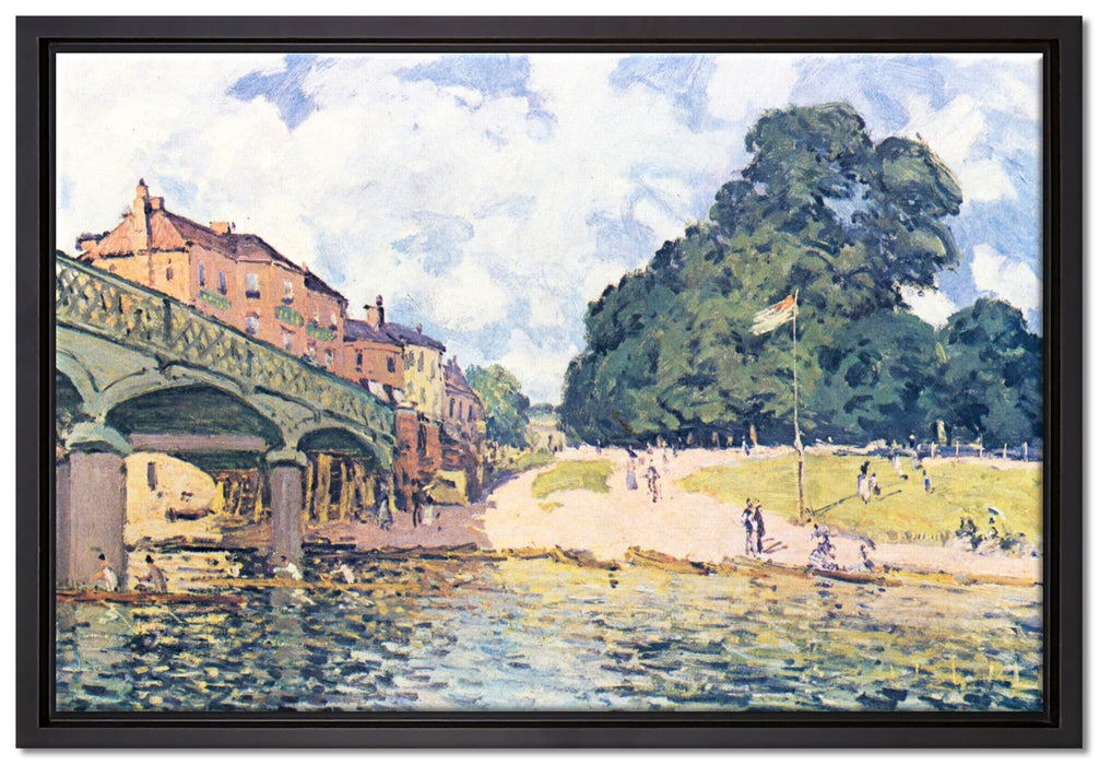 Alfred Sisley - Bridge At Hampton Court  auf Leinwandbild gerahmt Größe 60x40